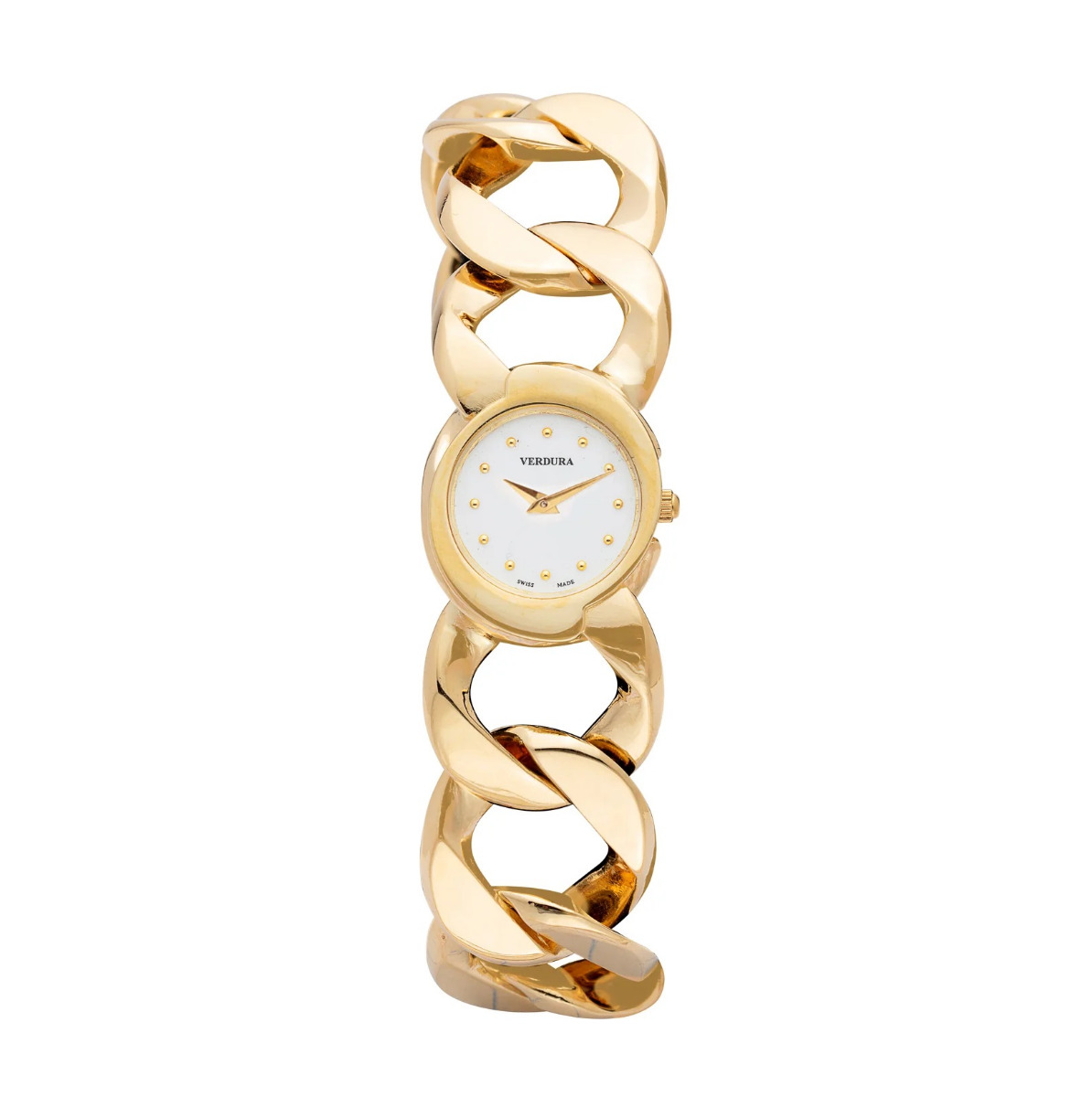 Verdura 18k Yellow Gold Curb Link Watch 